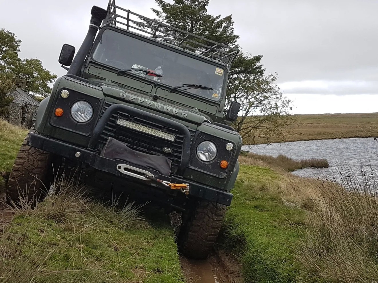 Land Rover Defender on the road