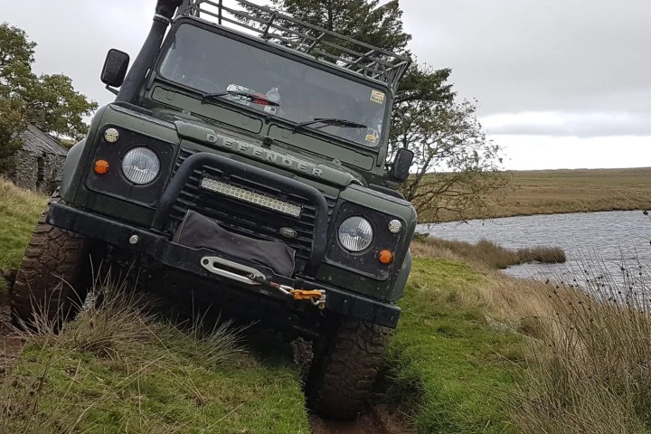 Land Rover Defender on the road