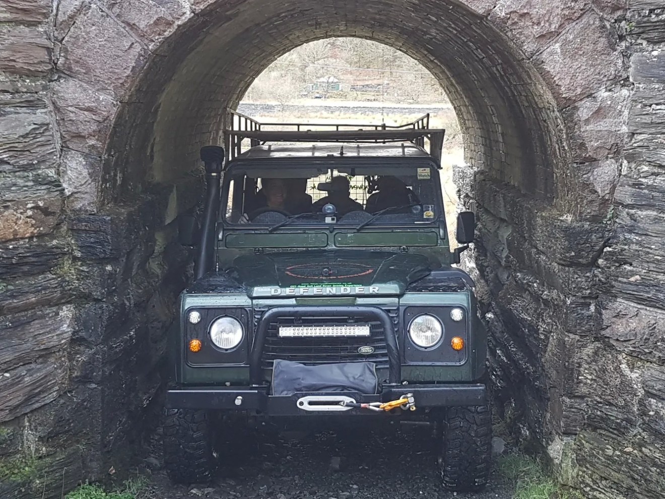 Land Rover Defender in the gate